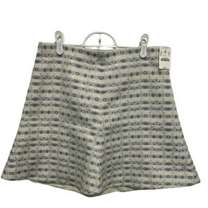 J Crew Size 8 Ivory Blue Jacquard Metallic Shimmer Mini Short Flare Skirt NWT